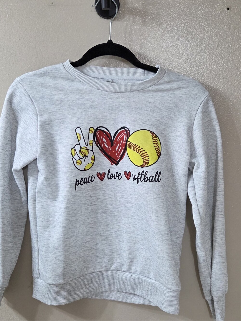 Heather Gray 'Peace Love Softball' Graphic Sweatshirt